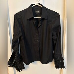 J.Crew Collection Black Shirt with embellished cuffs